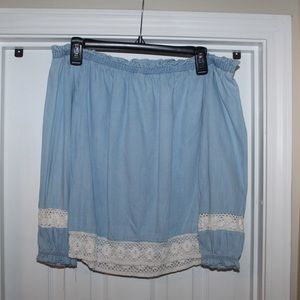 rue21 denim off the shoulder top